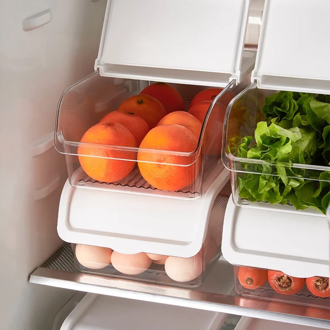 High quality big capacity acrylic fridge organizers with lid