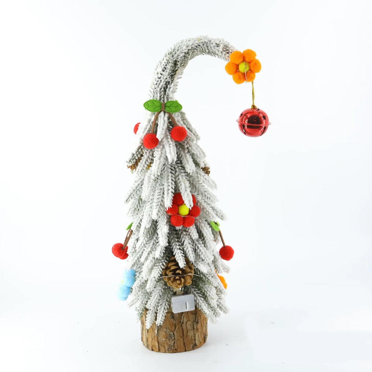 25cmSnow-Covered Christmas Tree Decoration with decor