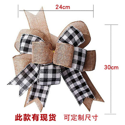 Christmas black and white plaid bow