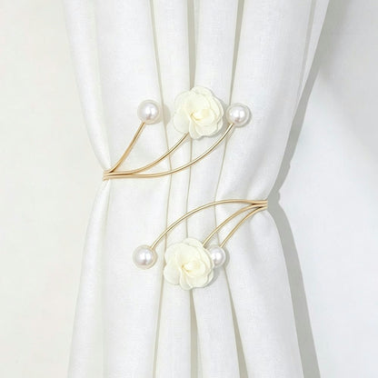 Adjustable Pearl Butterfly Flower Curtain Tiebacks , Elegant Décor