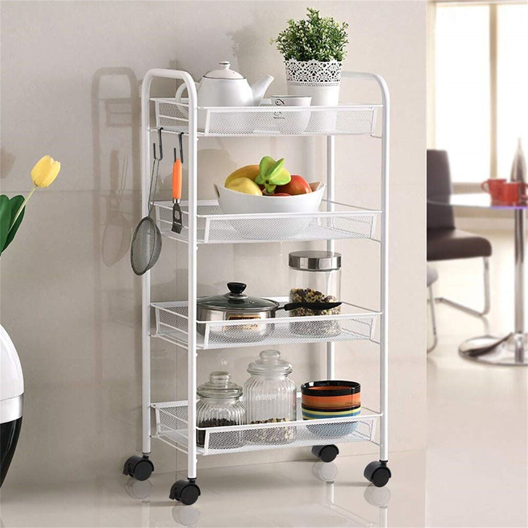 4 layer Multifunctional mesh design storage trolley