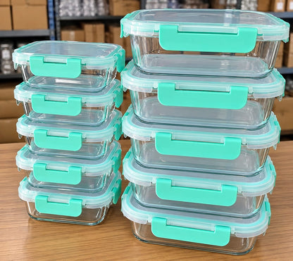 10 pcs set food grade glass storage containers