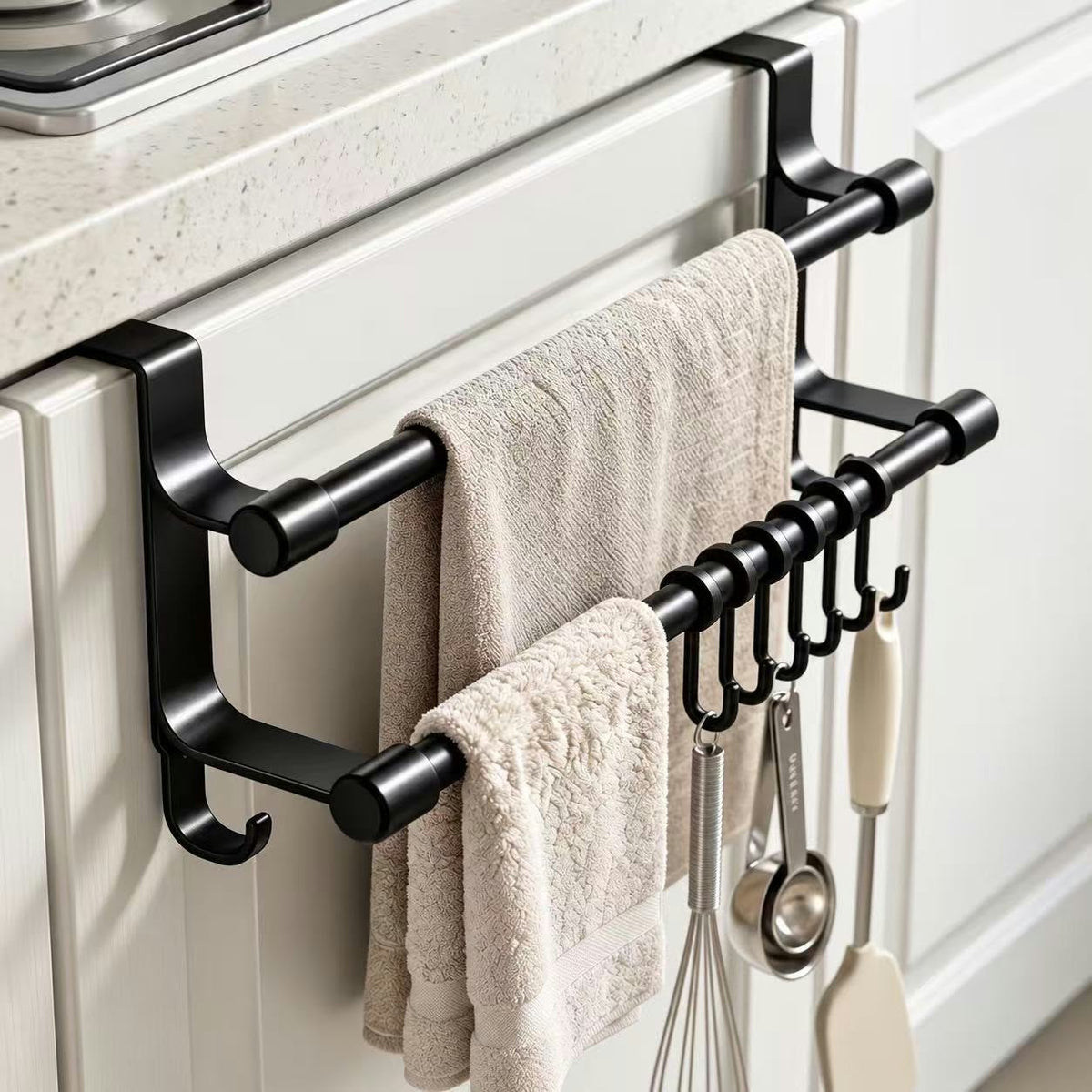 Double Layer Over the cabinet Door Towel Rack with hooks