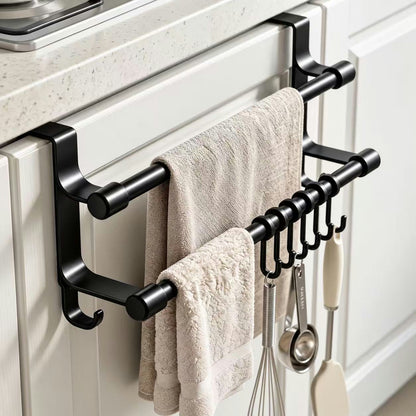 Double Layer Over the cabinet Door Towel Rack with hooks