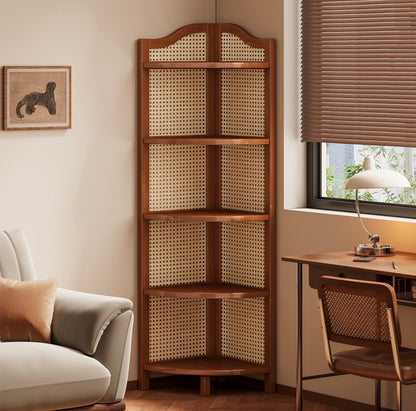 5-Tier Bamboo Corner Shelf Bookshelf