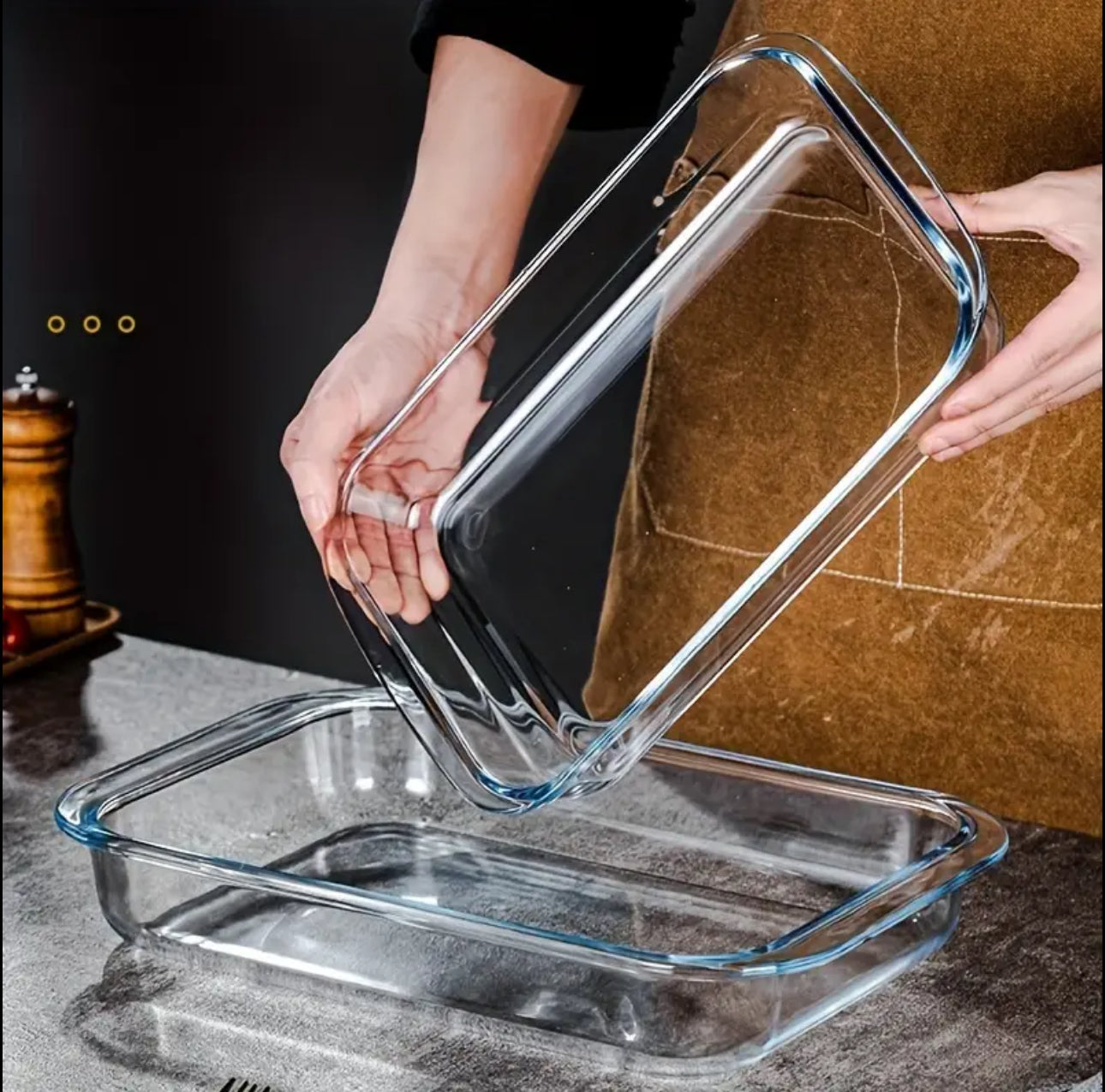 2pcs glass baking tray with free gloves