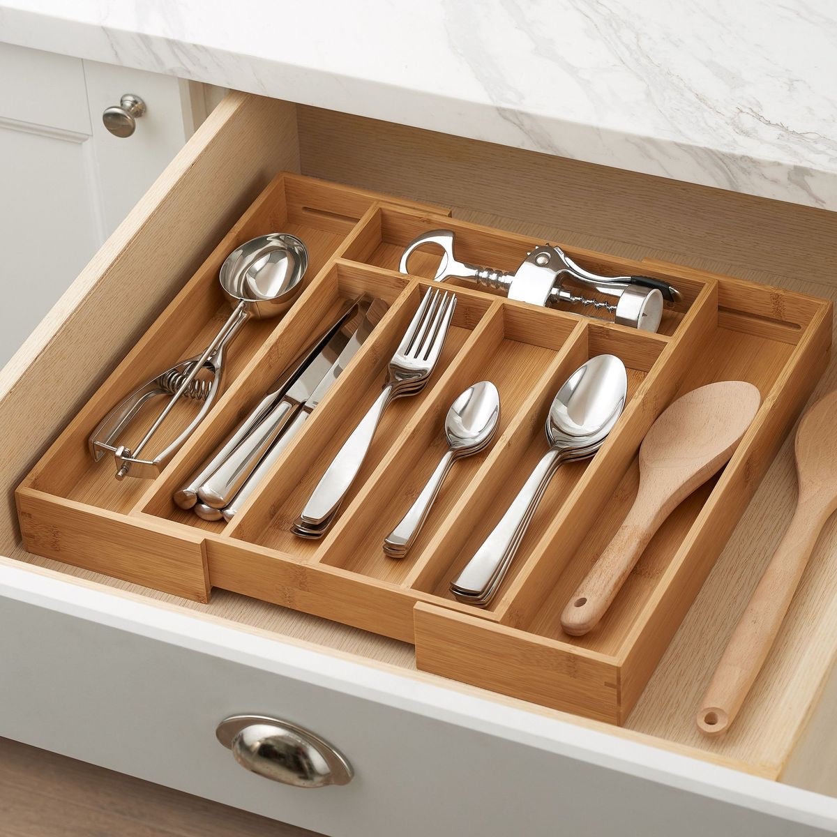 Multifunctional Bamboo drawer organizer