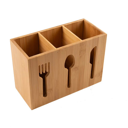 L3 slot bamboo cutlery organizer box