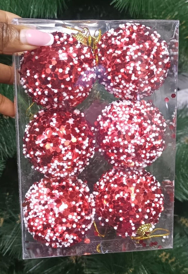 Christmas shinny balls 6 pcs