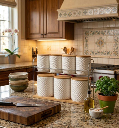 Luxury 8pc -Piece Canister Set 
(1 Tray + 7 Canisters )