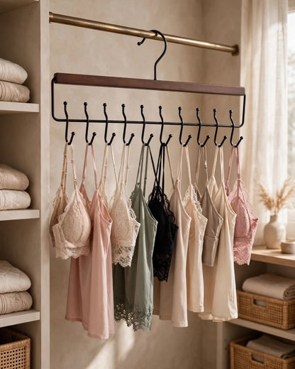10-Hook Wooden Organizer Hanger