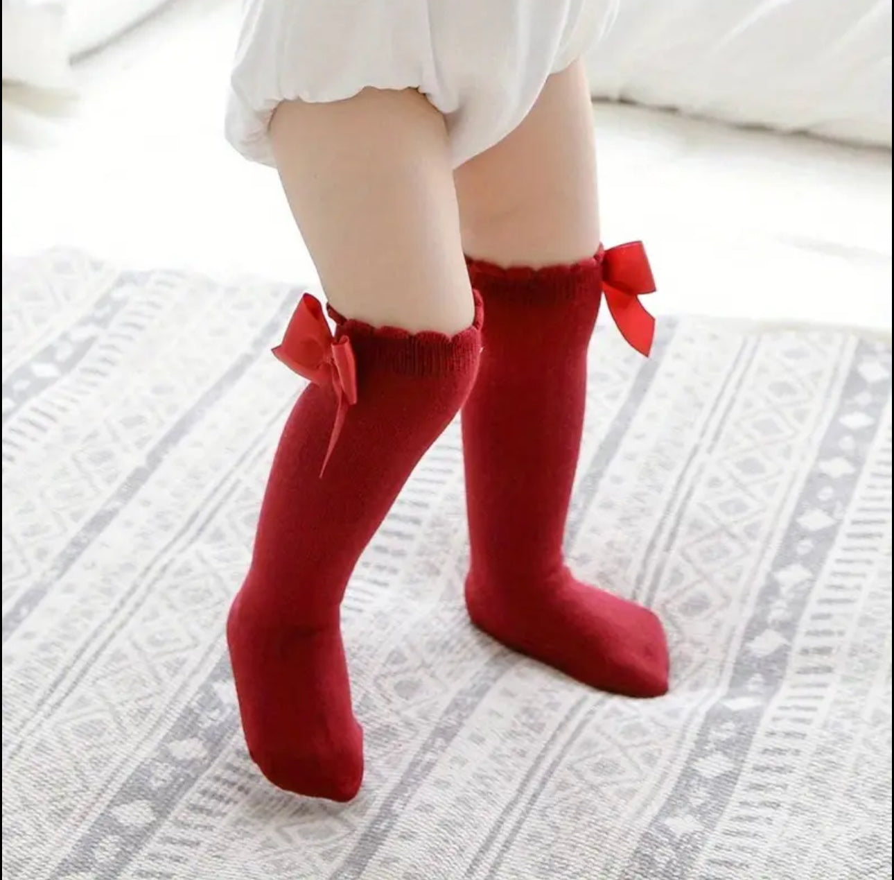 New Cotton Bow Baby Girls Knee High Socks