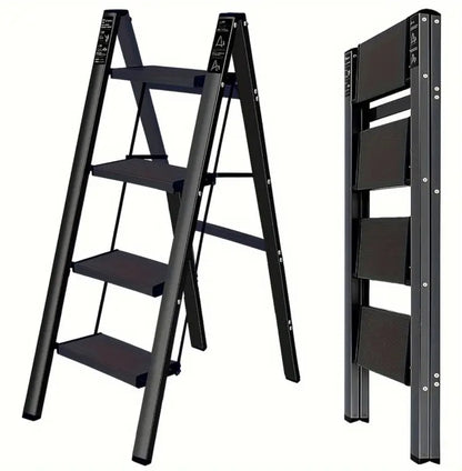 4 step Black foldable stepper ladder