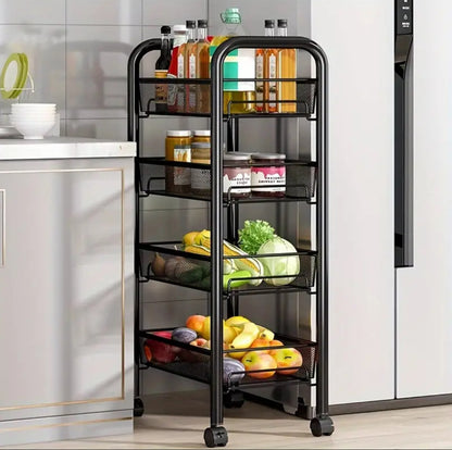 4 layer Multifunctional mesh design storage trolley