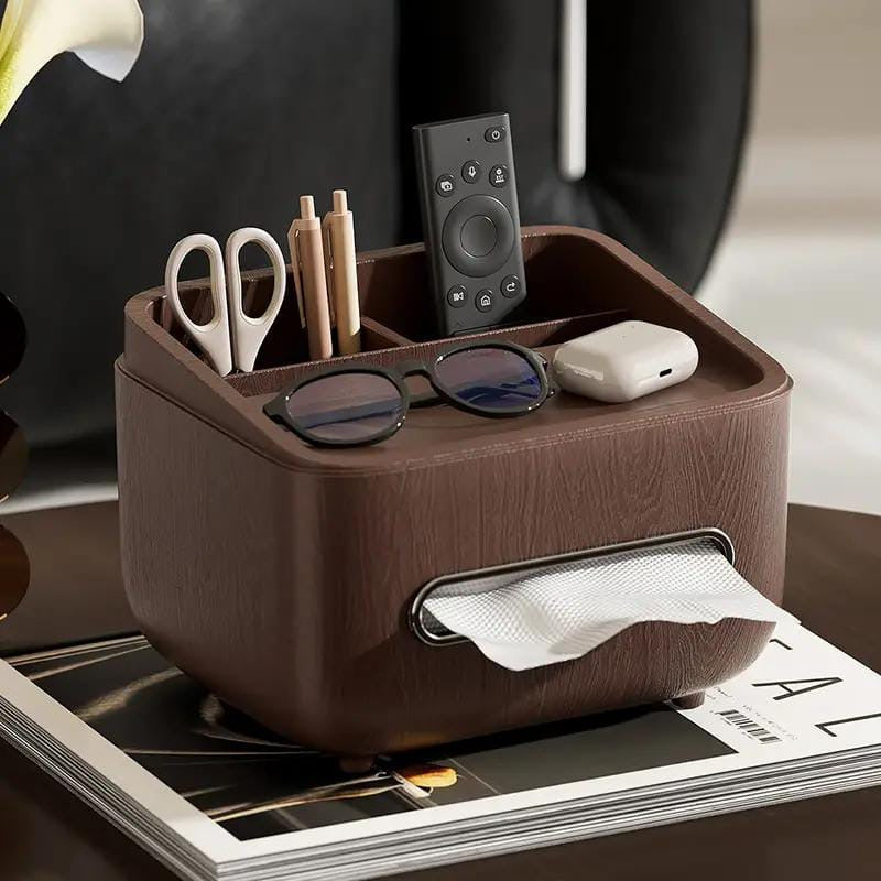 Multifunctional Wood Grain Tissue Holder Storage