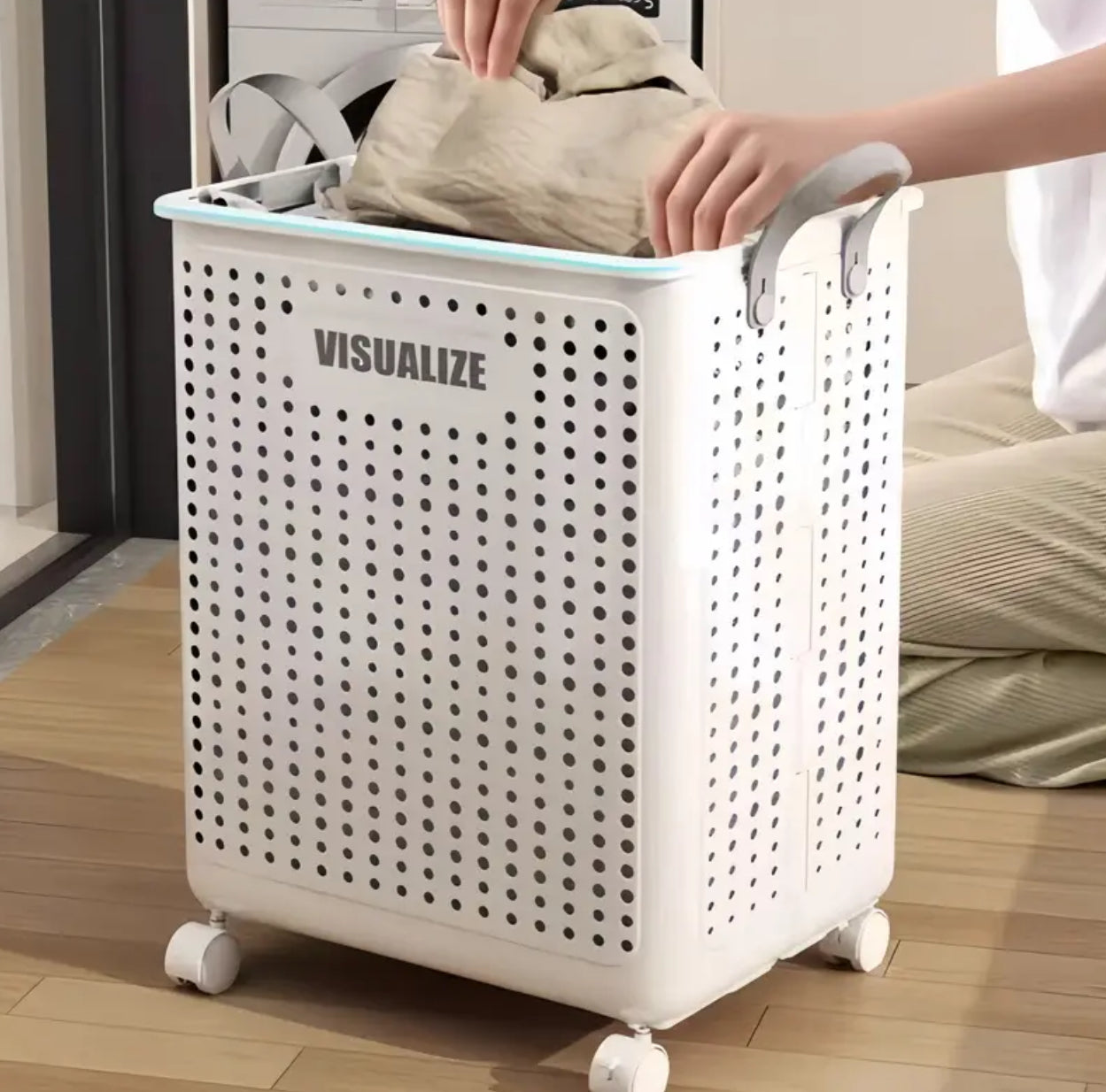 Big Foldable Eco-Friendly Laundry storage basket with wheels