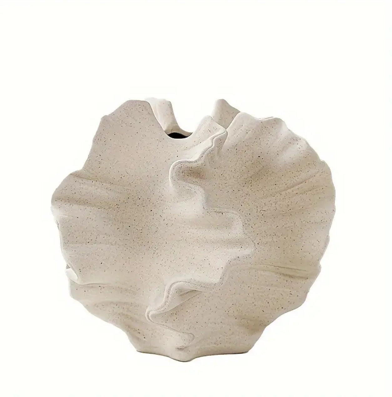 Minimalist Art Irregular Decoration White Shell Shape Matte Clay Ceramic Vase