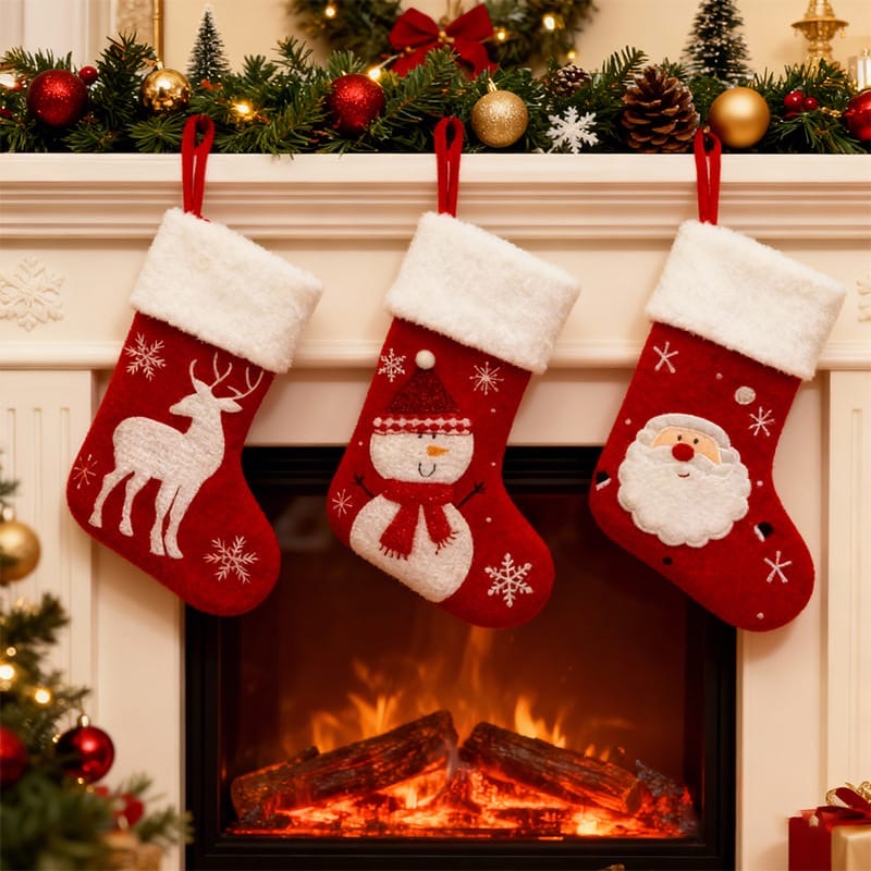 3pcs Large Christmas Stocking Socks Decorations For Home Christmas Ornament