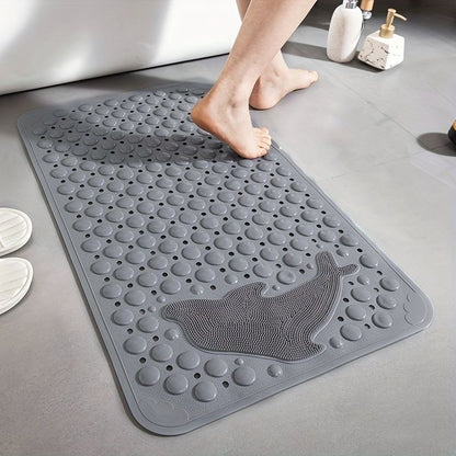 Bathroom anti slip mat with dolphin lazy scrubber