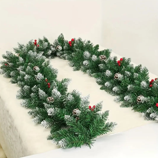 2.5M Premium Natural Green Garland pine-Cones and Berries