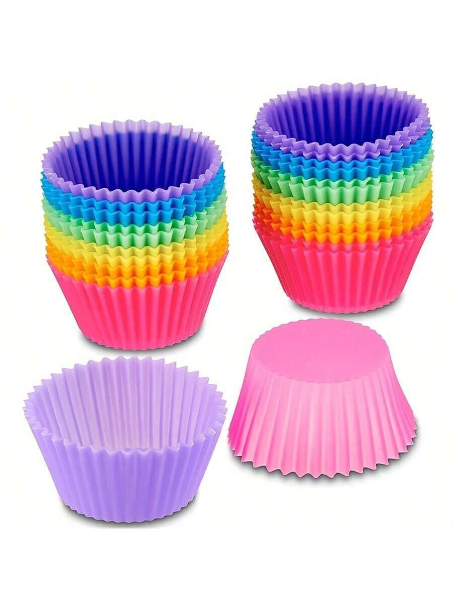 12Pcs Reusable Silicone  Cupcakes mold Bakeware liners