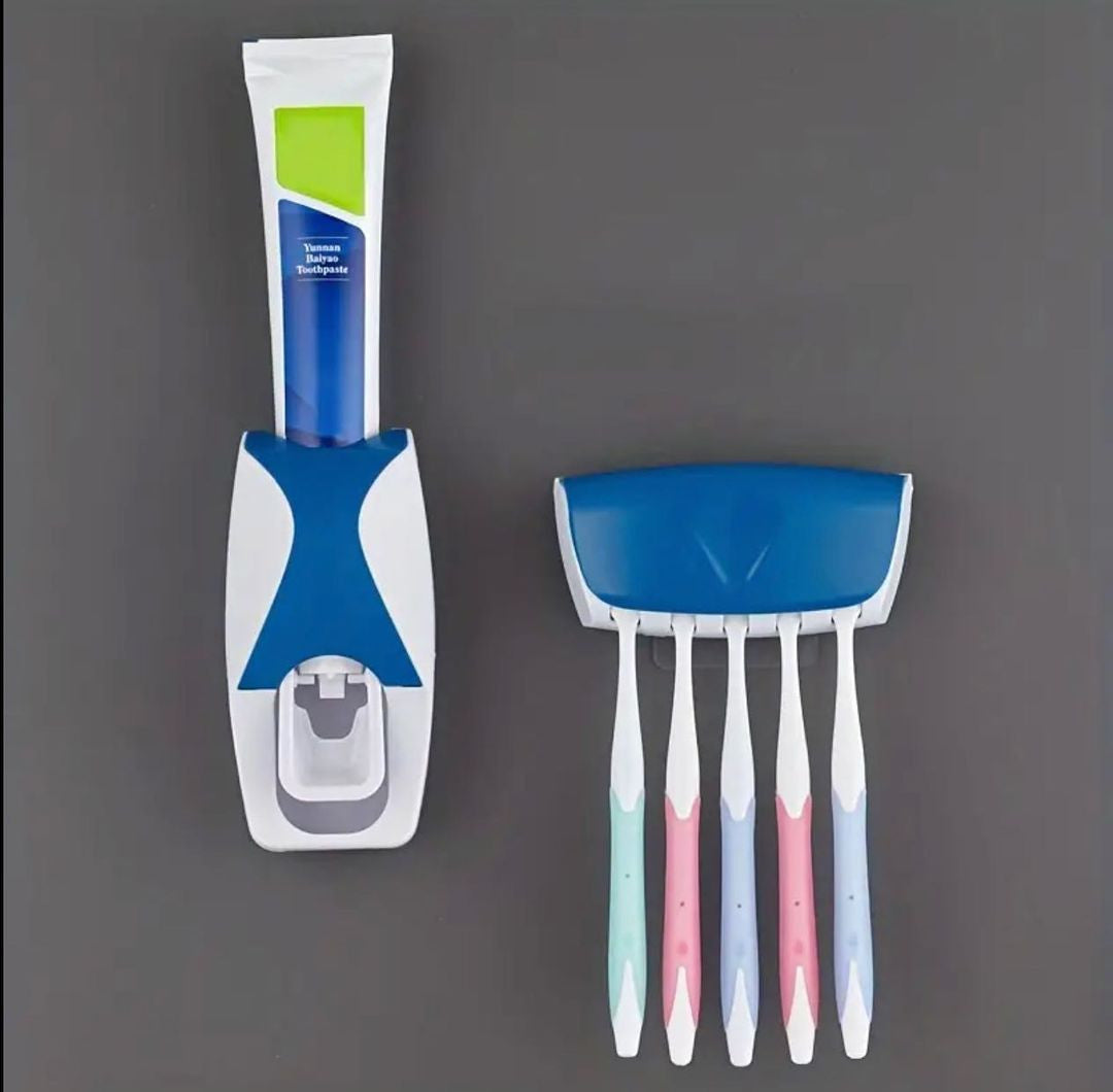 Toothpaste dispenser+5 pcs toothbrush holder