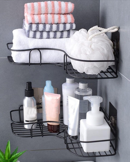 Metallic corner triangular bathroom organizer