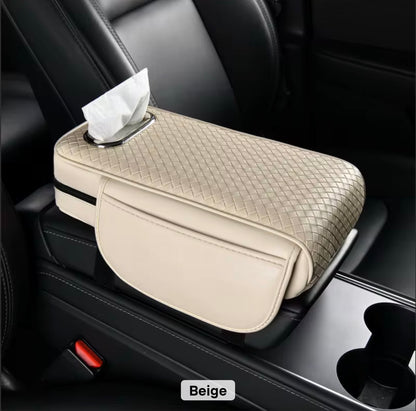 Car armrest with tissue storage and side storage