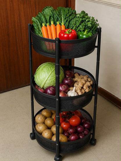 Foldable rotating vegetable/fruit rack