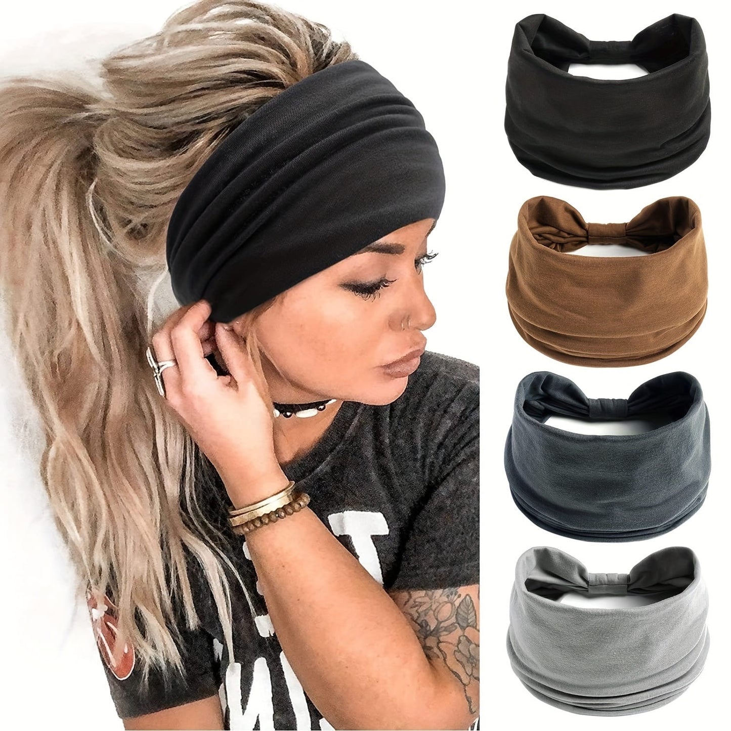 Women's Boho Headbands featuring thick, elastic, non-slip design