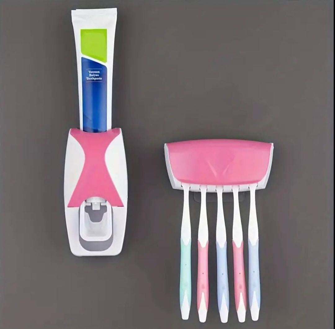 Toothpaste dispenser+5 pcs toothbrush holder