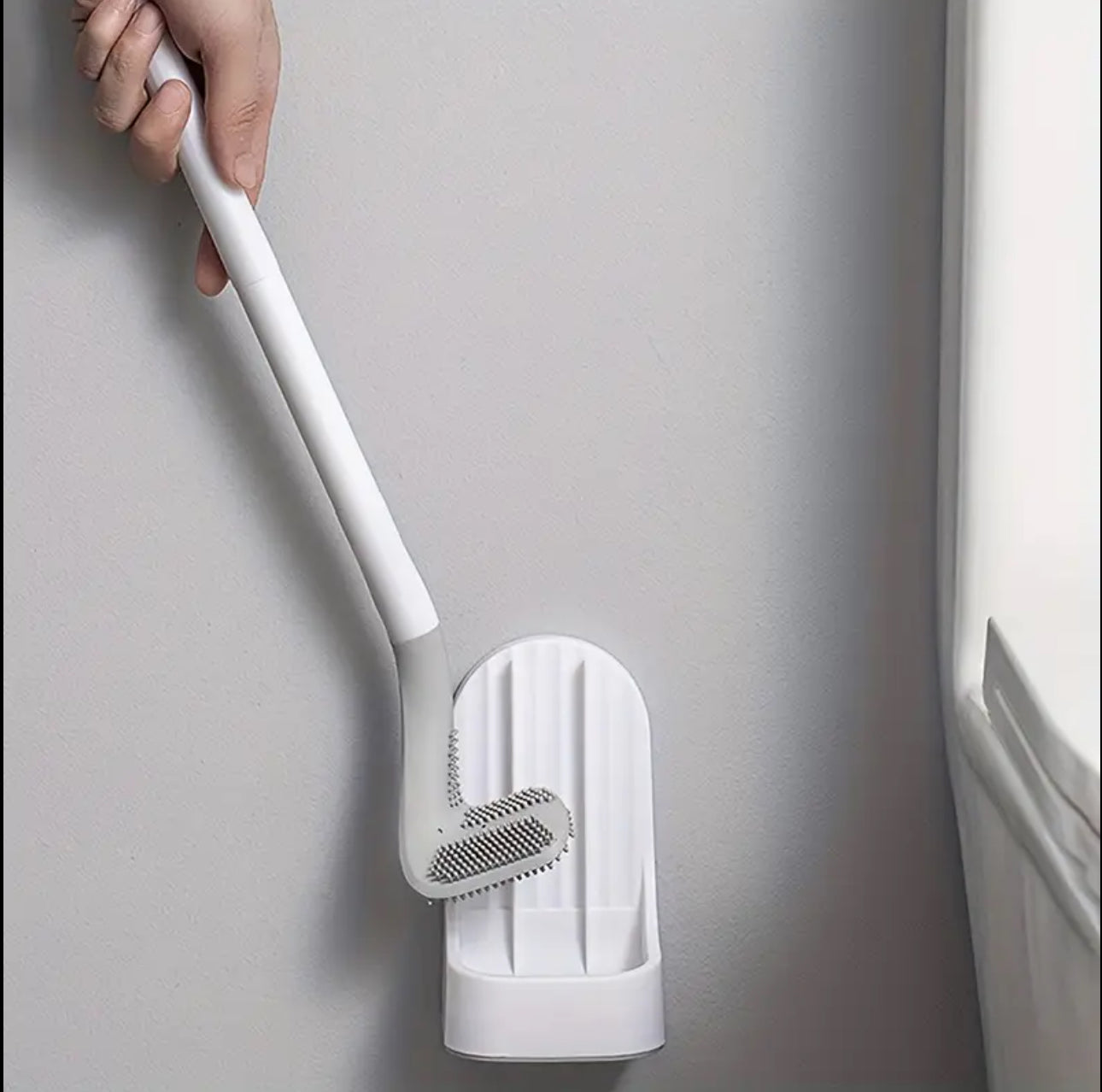 Silicone Bristle Golf Toilet Brush and Drying Holder