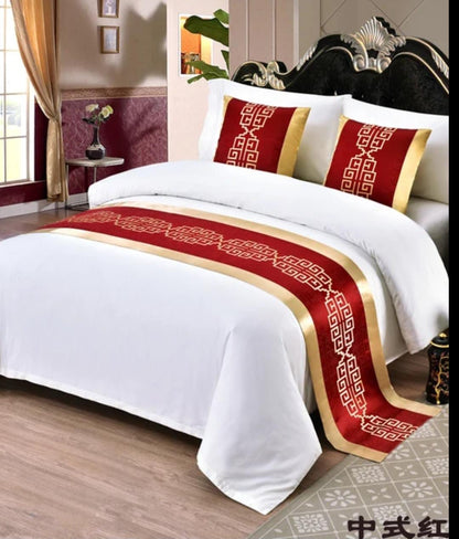 Premium High quality European Style Bed Runner Embroidered  Bedding Bed runner set