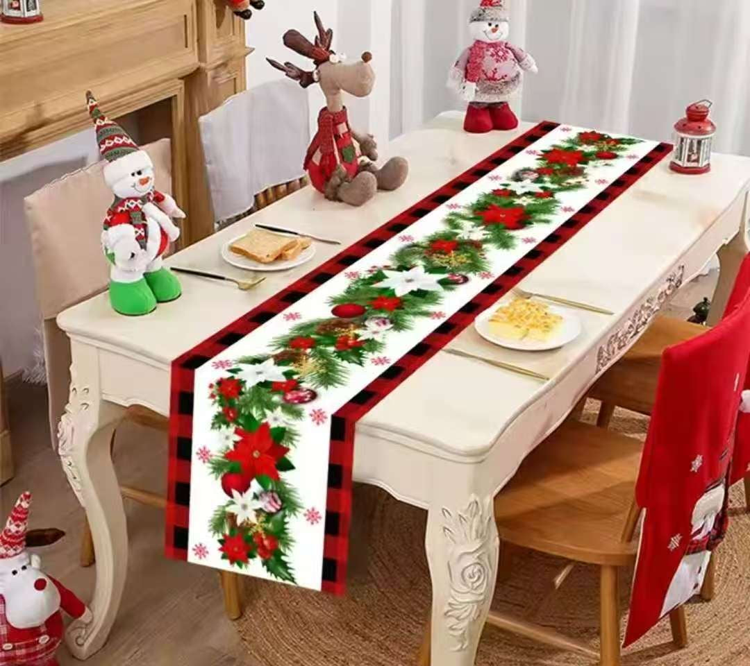 Christmas Table Runner Xmas Linen Table Cover
