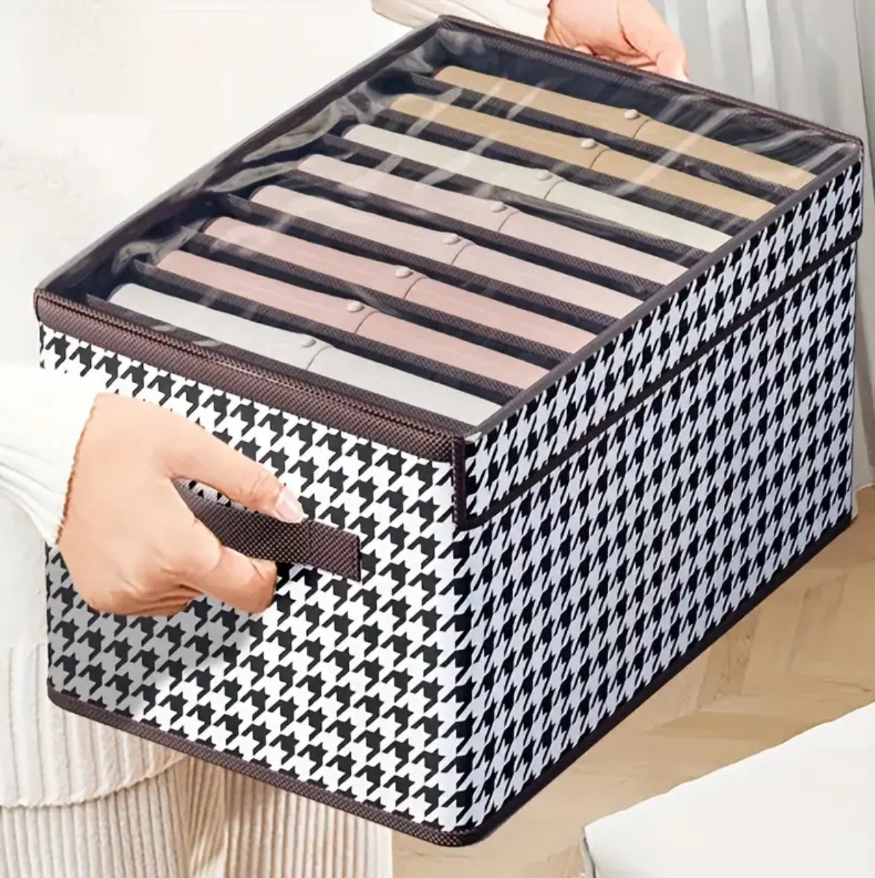 Non-woven 7 Grid Wardrobe Clothes Organizer With Clear PVC cover