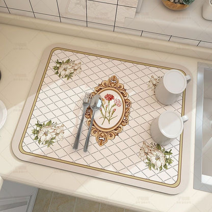 Absorbent dish drying mat