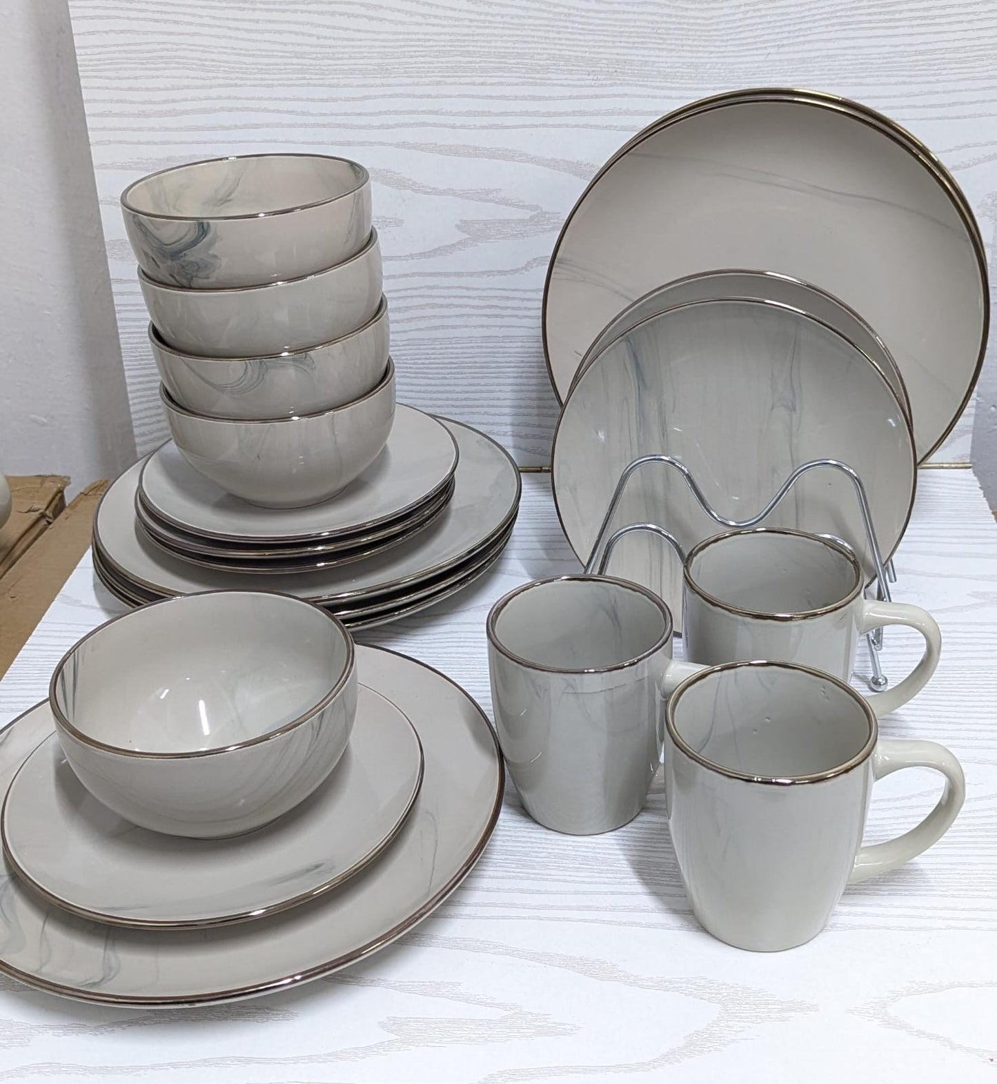 24pcs marble ceramic dinner set