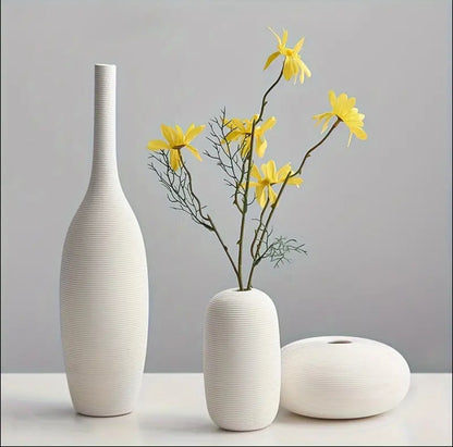 Simple ceramic 3 in 1 modern home decor  vase set