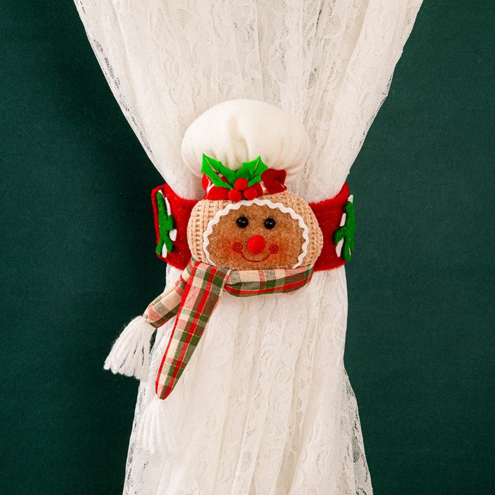 Festive Cookies Man Curtain Tiebacks