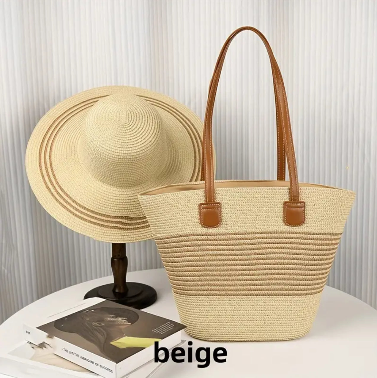 Summer Straw Woven Beach Bag and Hat