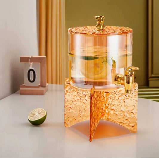 Light Luxury Golden 3.6L Borosilicate glass bucket dispenser + golden acrylic base and lid