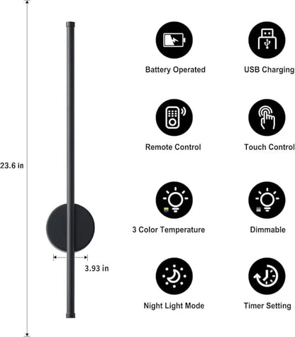 Modern Wireless LED Wall Sconce with Remote Control