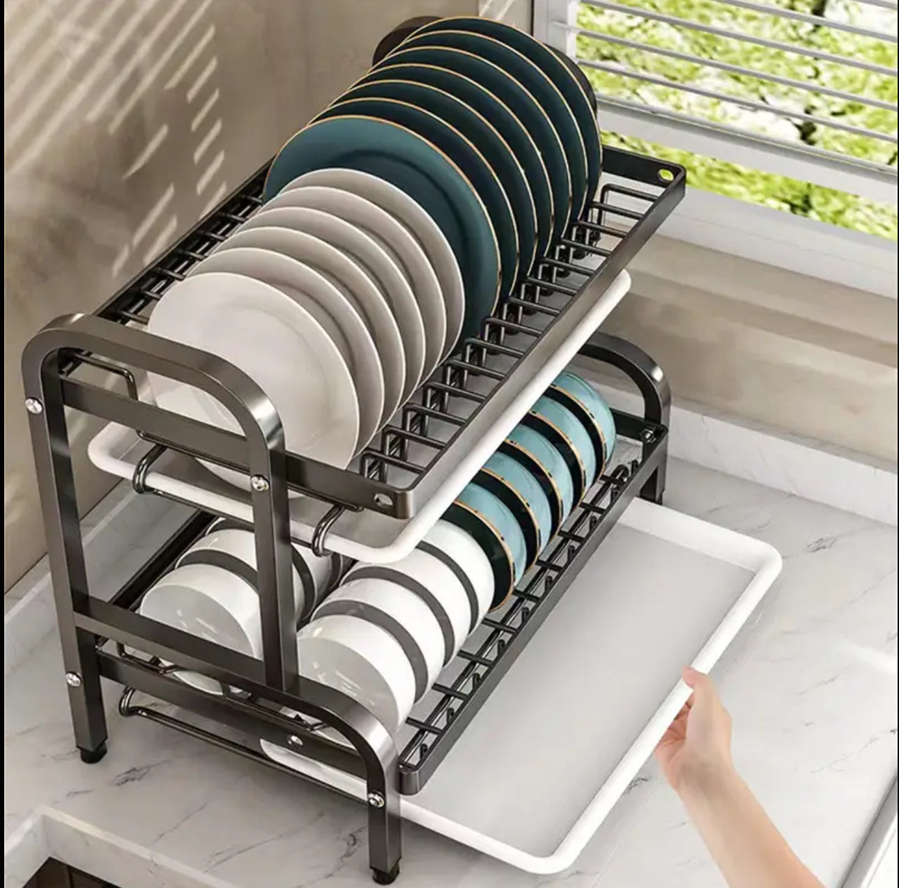 3 tier dish rack with cutlery holder & Chop Board Holder*