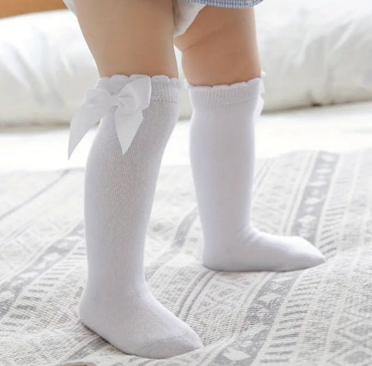 New Cotton Bow Baby Girls Knee High Socks