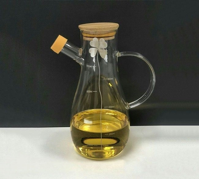 High borosilicate oil jar with decorative flower