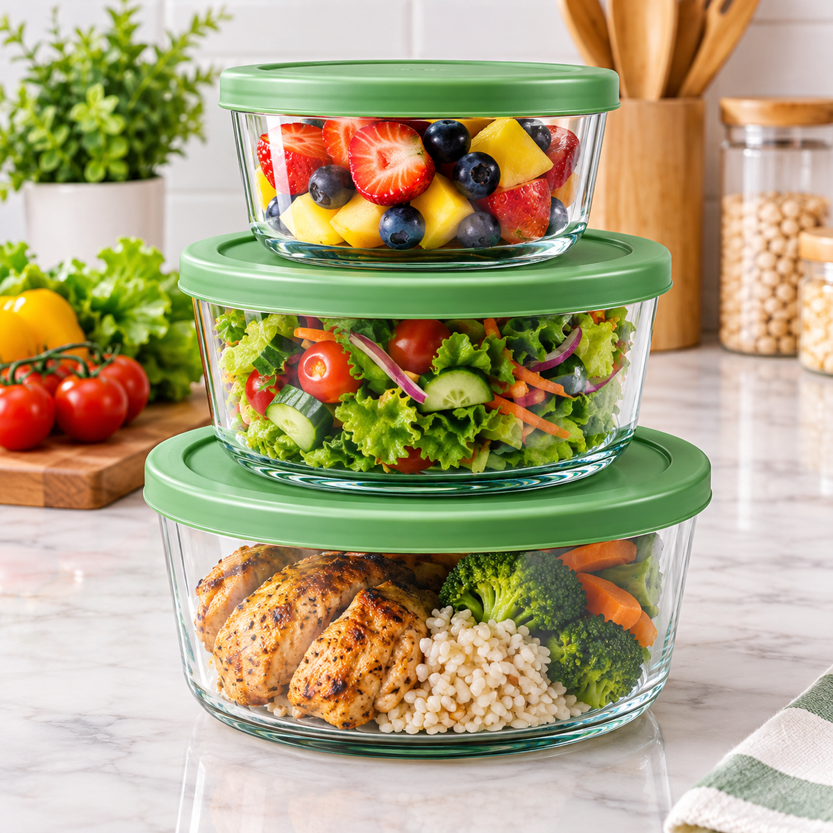 GLASS FOOD STORAGE CONTAINERS