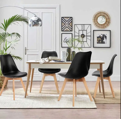 Modern dining chair with beech wood legs