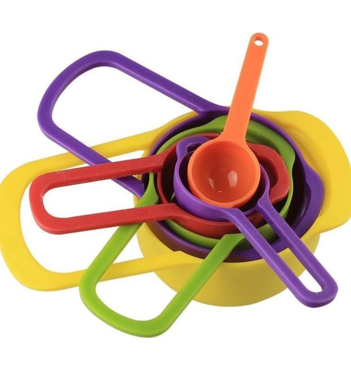 6-piece plastic measuring cup and spoon set for baking and cooking