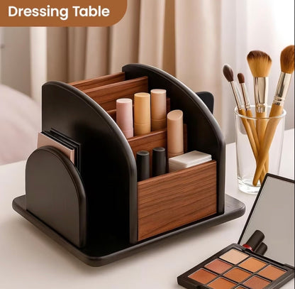 Wooden Rotating Desktop Organizer and Remote Control Caddy