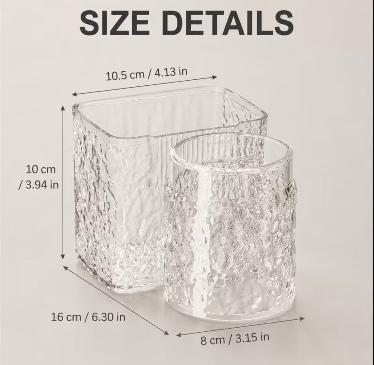 Acrylic toothbrush holders with gaggle cup.